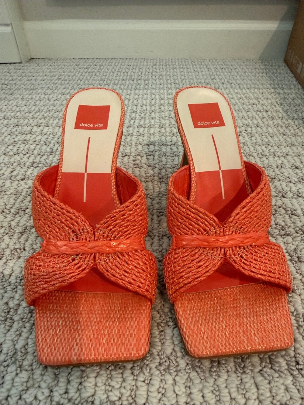 Dolce Vita Orange Woven Knot Slide Mules